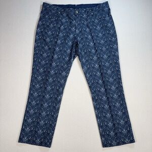 J.Lindeberg Jack Slim Golf Pants Mens 36 fits 37x27 Blue Micro Geometric Tapered